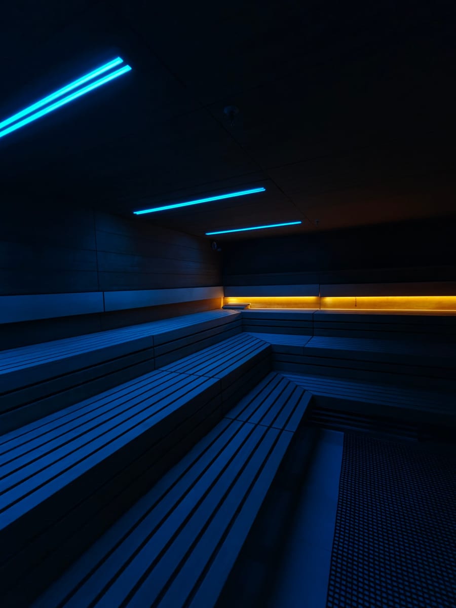 Sauna mit blauem Licht